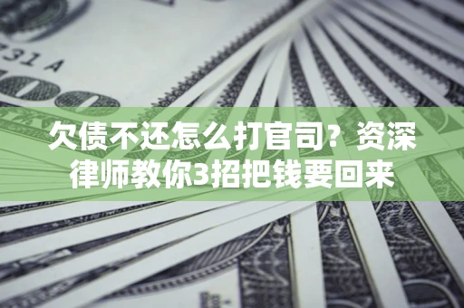 武汉欠债不还怎么打官司？资深律师教你3招把钱要回来